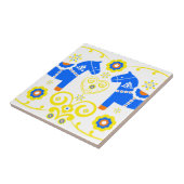 Blue Dala Horses Tegeltje (Zijkant)