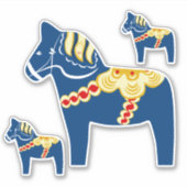 Blue Dala Paard Stickers (Voorkant)