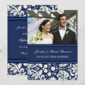 Blue Damas Photo Juste Marié Cartes Faire-part (Devant / Derrière)