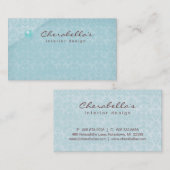 Blue Damask 1 Button Salon Spa visitekaartje (Voorkant / Achterkant)