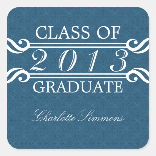 Blue Damask 2013 Afstuderen Stickers (Voorkant)