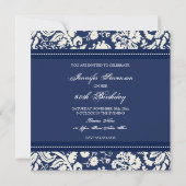 Blue Damask 60th Birthday Party Invitations (Dos)