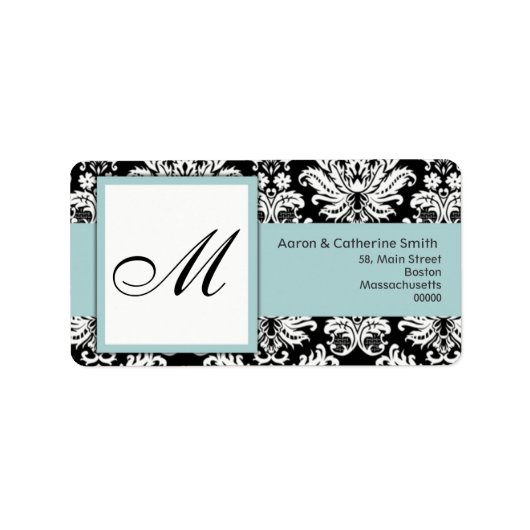 Blue Damask  Adresetiketten Etiket (Voorkant)