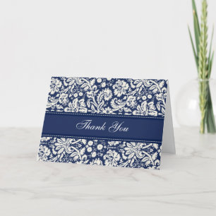 Blue Damask Baby shower Hostess Dank u Bedankkaart