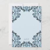Blue Damask Baptism Invitation Kaart (Achterkant)