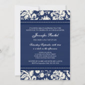 Blue Damask Bat Mitzvah-uitnodigingen Kaart (Achterkant)