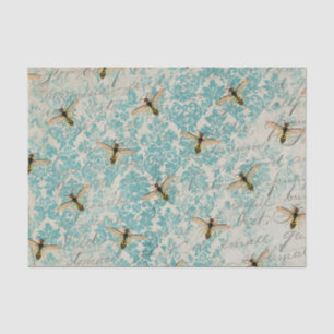 Blue Damask Bee  Tissuepapier