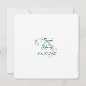 Blue Damask Brocade Muslim bruiloft Kaart (Achterkant)