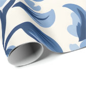 Blue Damask Cadeaupapier (Rol Hoek)
