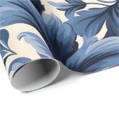Blue Damask Cadeaupapier (Rol Hoek)