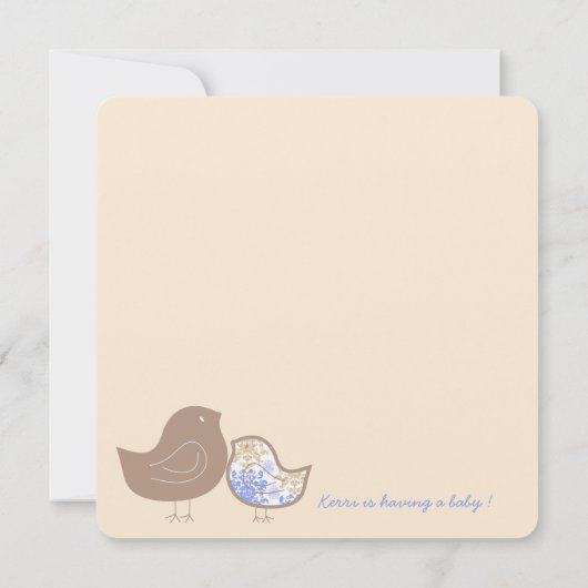 Blue Damask Chicks Baby shower Party Invitation (Dos)