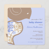 Blue Damask Chicks Baby shower Party Invitation (Devant / Derrière)