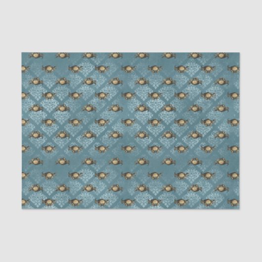 Blue Damask Crab Tissuepapier (Voorkant)