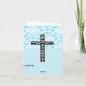 Blue Damask Cross Boys Dank je wel Bedankkaart (Achterkant)