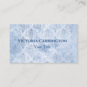 Blue Damask Elegant Typografie Visitekaartje