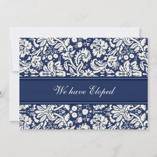 Blue Damask Elopement koninklijke kaarten (Voorkant)