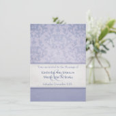 Blue damask formele trouwuitnodiging kaart (Staand voorkant)