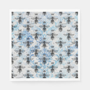Blue Damask Honeybee Servet