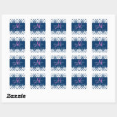 Blue Damask Initial Enregistrer le sticker de date (Feuille)