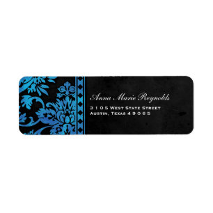 Blue  Damask Lace Fancy Etiket