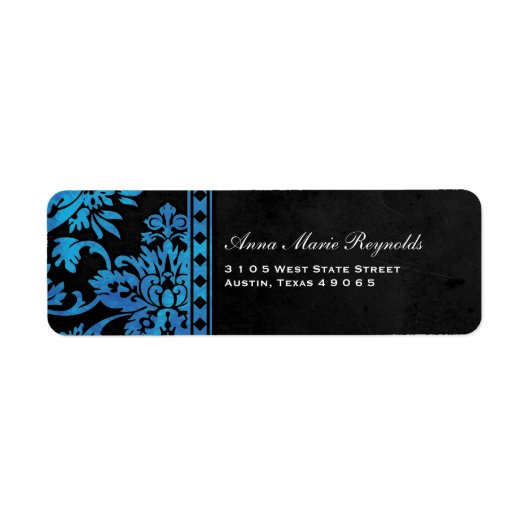 Blue  Damask Lace Fancy Etiket (Voorkant)