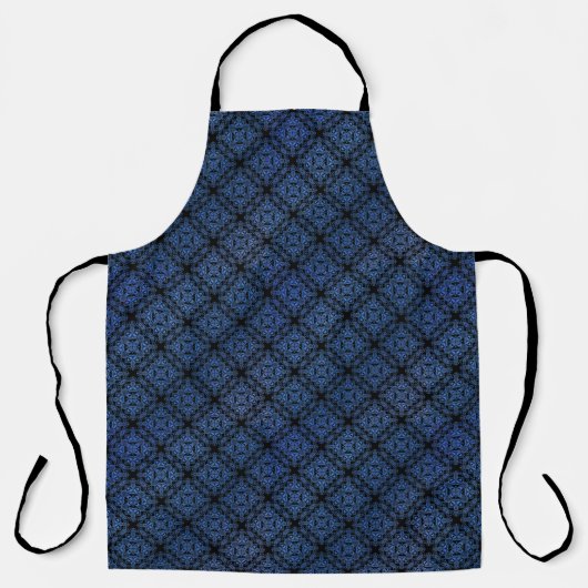 Blue Damask Medallion Pattern Schort (Voorkant)