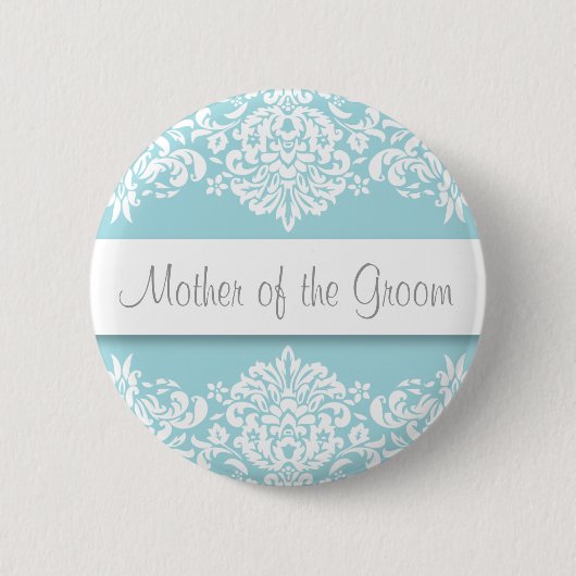 Blue Damask Moeder van de Bruidegom Button (Voorkant)