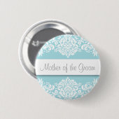 Blue Damask Moeder van de Bruidegom Button (Voorkant /achterkant)