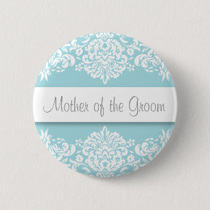 Blue Damask Moeder van de Bruidegom Button