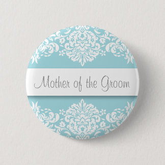 Blue Damask Moeder van de Bruidegom Button