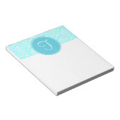 Blue Damask Monogram Notitieblok (Schuin)