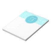 Blue Damask Monogram Notitieblok (Gedraaid)
