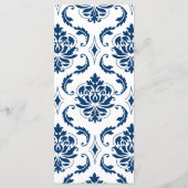 Blue Damask Monogram Wedding Menu Kaarten (Achterkant)