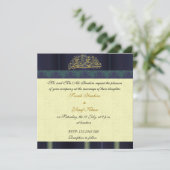 Blue Damask Muslim bruiloft Kaart (Staand voorkant)