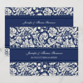 Blue Damask net gehuwde koninklijke kaarten (Voorkant / Achterkant)