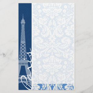 Blue Damask; Parijs Briefpapier