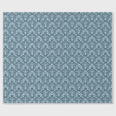 Blue Damask Pattern Elegant  Wrapping Paper Cadeaupapier (Vlak)