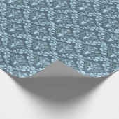 Blue Damask Pattern Elegant  Wrapping Paper Cadeaupapier (Hoek)