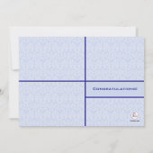 Blue Damask Photo Afstuderen Invitation Kaart (Achterkant)