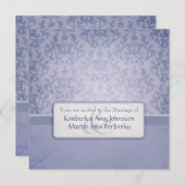 Blue damask plechtige uitnodiging voor bruiloft (Voorkant / Achterkant)