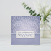 Blue damask plechtige uitnodiging voor bruiloft (Staand voorkant)