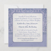 Blue damask plechtige uitnodiging voor bruiloft (Achterkant)
