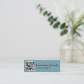 Blue Damask QR CODE Mini Visitekaartjes (Staand voorkant)