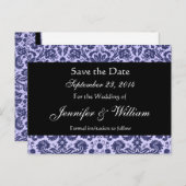 Blue Damask Save the Date Briefkaart (Voorkant / Achterkant)