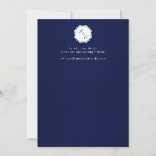 Blue Damask Save the Date Kaart met aangepaste fot (Achterkant)