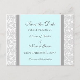 Blue Damask Save the Date Wedding Briefkaarten