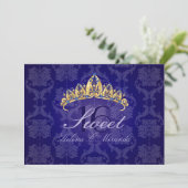 Blue Damask Sweet 16/ invitations tiara/indigo (Debout devant)