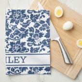 Blue Damask Theedoek (Quarter Fold)