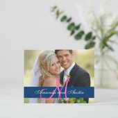 Blue Damask trouwfoto Dank u Briefkaart (Staand voorkant)