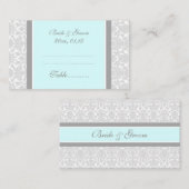 Blue Damask Trouwtafel Plaats Kaarten Plaatskaartje (Voorkant / Achterkant)